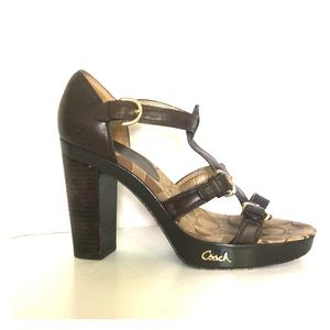 Coach Joanne Brown Leather Buckle Sandals Size 9